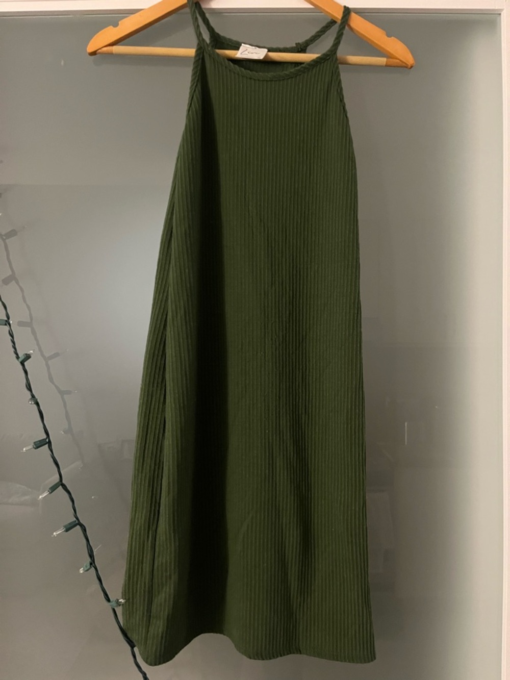 Olive Green Cling Mini Dress